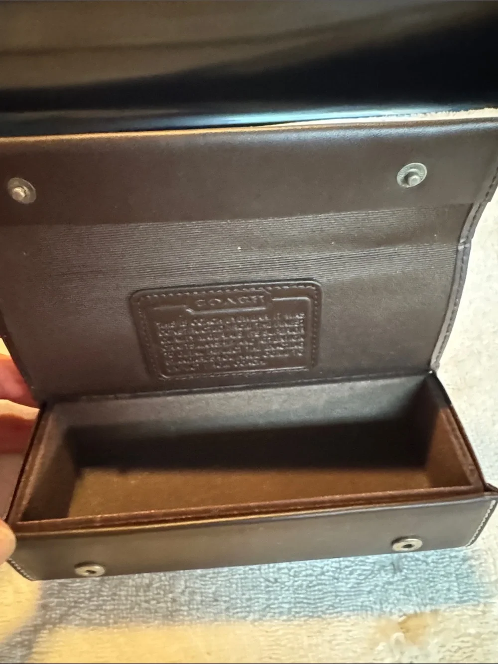 Coach Brown Leather Eyeglass Case with Contrast Stitching - Picture 2 of 3